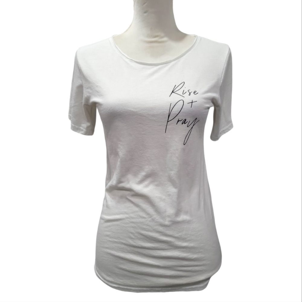 NHIM White "Rise + Pray" T-Shirt Size XS